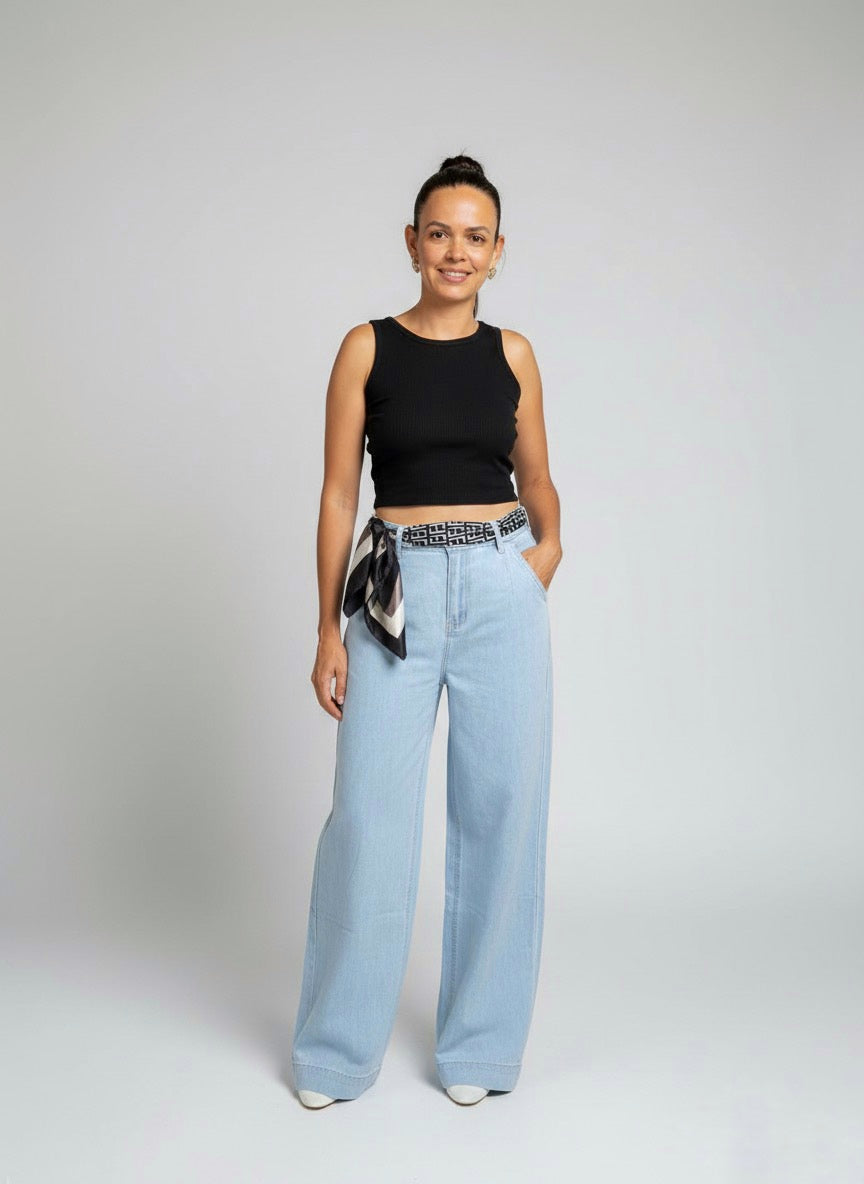 Calça Pantalona Jeans