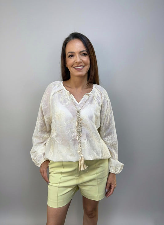 Bata Manga Longa Bordada